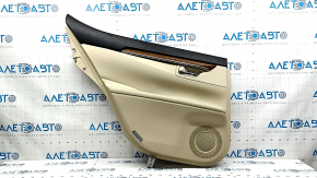 Rear left door panel for Lexus ES300h ES350 13-15 beige with beige leather insert, beige leather armrest, glossy wood molding, with window lift control, with trim, scratch