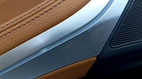 Door trim, rear left, BMW X5 G05 19-23, black/brown COGNAC leather, without curtain, gray insert, armrest, brown COGNAC leather, with handle and overlays, scratches