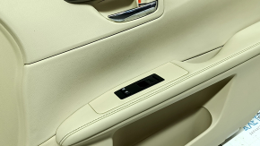 Front right door panel for Lexus ES300h ES350 13-15 beige with beige leather insert, beige leather armrest, glossy wood molding, with window lift control, with trim
