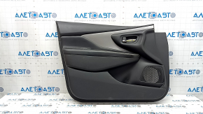 Front left door panel for Nissan Murano z52 20-21, black with black leather insert, black leather armrest, glossy gray molding, with handle, scratches, dents