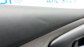 Front left door panel for Nissan Murano z52 20-21, black with black leather insert, black leather armrest, glossy gray molding, with handle, scratches, dents