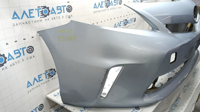 Front bumper, bare, Toyota Prius V 12-14 pre-restoration, blue, cracked, missing fragment, scratches, dented, broken fasteners