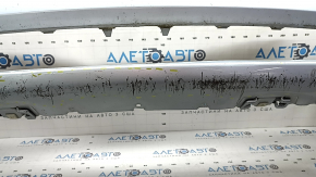 Front bumper, bare, Toyota Prius V 12-14 pre-restoration, blue, cracked, missing fragment, scratches, dented, broken fasteners
