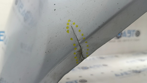 Front bumper, bare, Toyota Prius V 12-14 pre-restoration, blue, cracked, missing fragment, scratches, dented, broken fasteners