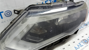 Nissan Rogue 17-20 front left headlight, bare halogen, needs polishing, chip cut off, mount broken