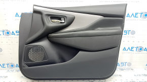 Front right door panel for Nissan Murano z52 20-21, black with black leather insert, black leather armrest, glossy gray molding, with handle, dents, stains, scratches