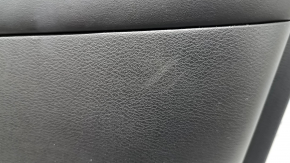 Front right door panel for Nissan Murano z52 20-21, black with black leather insert, black leather armrest, glossy gray molding, with handle, dents, stains, scratches