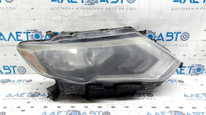Nissan Rogue 17-20 right front headlight, bare halogen, polished, trimmed headlight