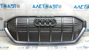 Radiator grille assembly with Audi E-Tron emblem 19-23 for parking sensors, chrome with gray, with plug, crack, screw holes