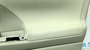 Beige front right door panel for Toyota Prius V 12-17 with beige insert, beige cloth armrest, with handle, scratches, dry-cleanable, dents