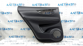 Rear left door panel for Nissan Rogue 17-20, black with black plastic insert, leather armrest