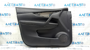 Front left door panel for Nissan Rogue 17-20, black with black plastic insert, leather armrest, cleanable, with mirror adjustment button