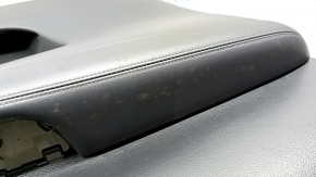 Front left door panel for Nissan Rogue 17-20, black with black plastic insert, leather armrest, cleanable, with mirror adjustment button