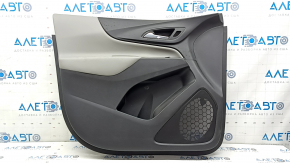 The door panel, front left, Chevrolet Equinox 18-24, is black, the armrest is gray leather, the window regulator is missing, it needs dry cleaning, it is torn.