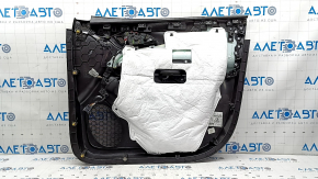 The door panel, front left, Chevrolet Equinox 18-24, is black, the armrest is gray leather, the window regulator is missing, it needs dry cleaning, it is torn.