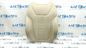BMW X3 G01 18-21 driver's seat back upholstery, beige leather, heated, needs cleaning, dents, scuffed