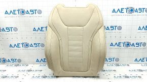 BMW X3 G01 18-21 passenger seat back upholstery, beige leather, heated, needs cleaning, dents