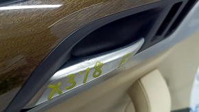 Door trim, front left, BMW X3 G01 18-21, beige leather, beige leather insert, gray stitching, dark oak Perlglanz Chrom wood insert, with handle, scratches, dents