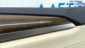 Door trim, front right, BMW X3 G01 18-21, beige leather, beige leather insert, gray stitching, dark oak Perlglanz Chrom wood insert, with handle, scratches