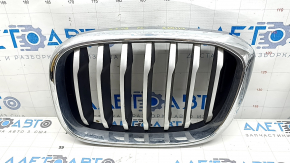 Left radiator grill BMW X3 G01 18-21 nostril, chrome frame + gray grille, broken mount, sand