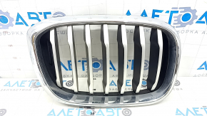 Right radiator grill BMW X3 G01 18-21 nostril, chrome frame + gray grille, broken mount, sand