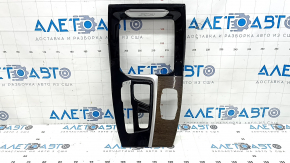 BMW X3 G01 18-21 black center console trim, dark oak Perlglanz Chrome insert, with emblem, scratches, blistered paint, broken mount