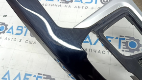 BMW X3 G01 18-21 black center console trim, dark oak Perlglanz Chrome insert, with emblem, scratches, blistered paint, broken mount