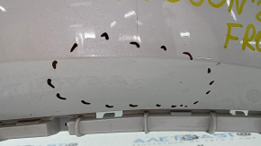 Front bumper bare Hyundai Tucson 22-24 without parking sensors, white, pressed, scratches, non-factory holes, cracks in the fasteners
