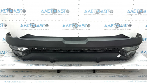 The bare lower rear bumper of a Hyundai Tucson 22-24 without parking sensors, structure, dented, cracked, scratched, broken fasteners