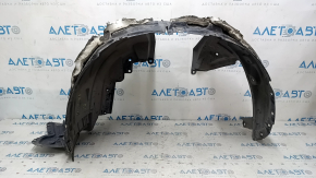 The front left fender liner of a Nissan Rogue 14-20 is broken and the sound insulation is torn.