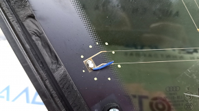 Rear right window glass, blind, Audi E-Tron 19-23, tinted, chrome, Quattro, dented molding, broken heating wiring