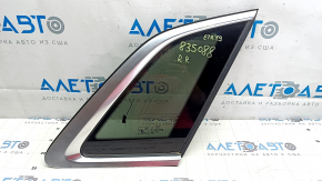 Rear right window glass, blind, Audi E-Tron 19-23, tinted, chrome, Quattro, dented molding, broken heating wiring