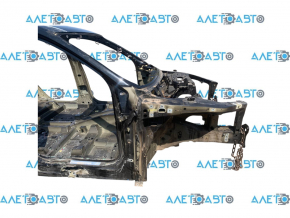 Front right quarter panel of an Audi E-Tron 19-23, black LY9T, on the body, the pillar at the bottom is dented