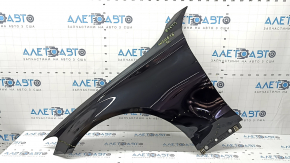 Front left wing Mercedes C-class W205 15-18 aluminum, black 040, dented, painted 0.25, debris under the paint