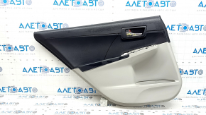 Rear left door trim panel for Toyota Camry v50 12-14 USA, gray with black plastic insert, black rubber armrest, with handle, scratches