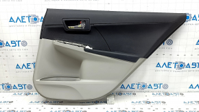 Rear right door trim panel for Toyota Camry v50 12-14 USA, gray with black plastic insert, black rubber armrest, with handle, scratches