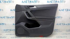 Front right door panel for VW Tiguan 18-20, black, black leather armrest, leather insert, with a squeaker, scratches, peeling handle coating