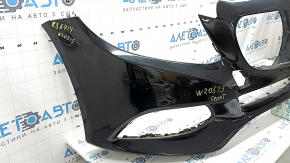 Front bumper, bare, Mercedes C-class W205 300/350e/350h/400 15-18, without parking sensors, black, fake, broken fasteners, scratches, dents, crack