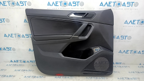 Black front left door panel for a VW Tiguan 18-20, with a buzzer, black leather armrest, leather insert, broken fastener, peeling handle cover