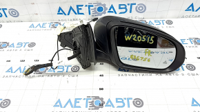 Right side mirror assembly for Mercedes C-class W205 15-18, 8+8+1 pins, turn signal, heated, backlit, BSM, black, scratches