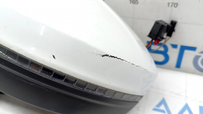 Left side mirror assembly for VW Tiguan 18-19, 6+2 pins, BSM, turn signal, heated, white, scratches