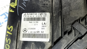 Left front headlight assembly for Mercedes C-class W205 15-18 halogen, with seal, scratches, in paint