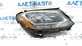 Right front headlight assembly for Mercedes C-class W205 15-18 halogen, with seal, scratches, broken mount, paint