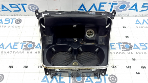 Mercedes C-class W205 15-18 center console pocket with cup holders, dark wood finish, with cigarette lighter, backlit, scratches