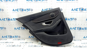 Door trim panel, rear left, Mercedes C-class W205 15-16, black leather with curtain, wood insert, with handle, black leather armrest, scratches