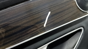 Door trim panel, rear left, Mercedes C-class W205 15-16, black leather with curtain, wood insert, with handle, black leather armrest, scratches