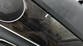 Door trim panel rear right Mercedes C-class W205 15-16 black leather with curtain, wood insert, with handle, armrest black leather, scratches, scuffs, dents