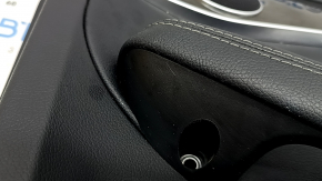 Door trim panel rear right Mercedes C-class W205 15-16 black leather with curtain, wood insert, with handle, armrest black leather, scratches, scuffs, dents