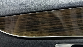 Front left door panel for Mercedes C-class W205 15-18, black leather, wood insert, with handle, black leather armrest, scratches