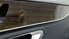 Front right door panel for Mercedes C-class W205 15-21, black leather, wood insert, with handle, black leather armrest, scratches, dents